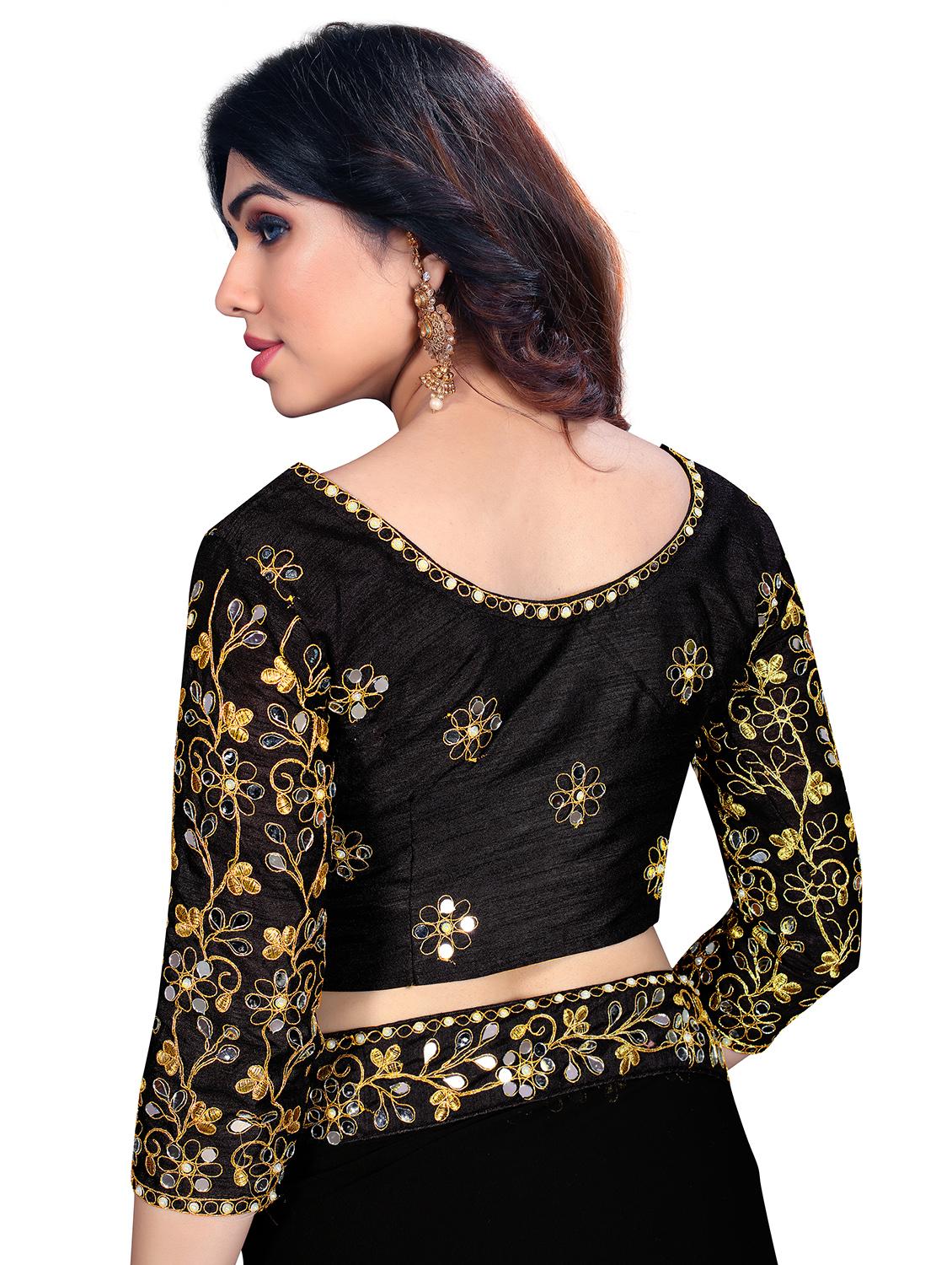 plain lace bordered saree with blouse - 18437249 - Zoom Image - 4
