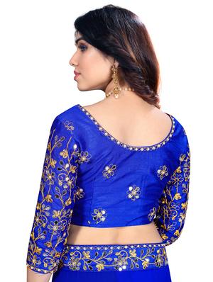 plain lace bordered saree with blouse - 18437250 - Standard Image - 4