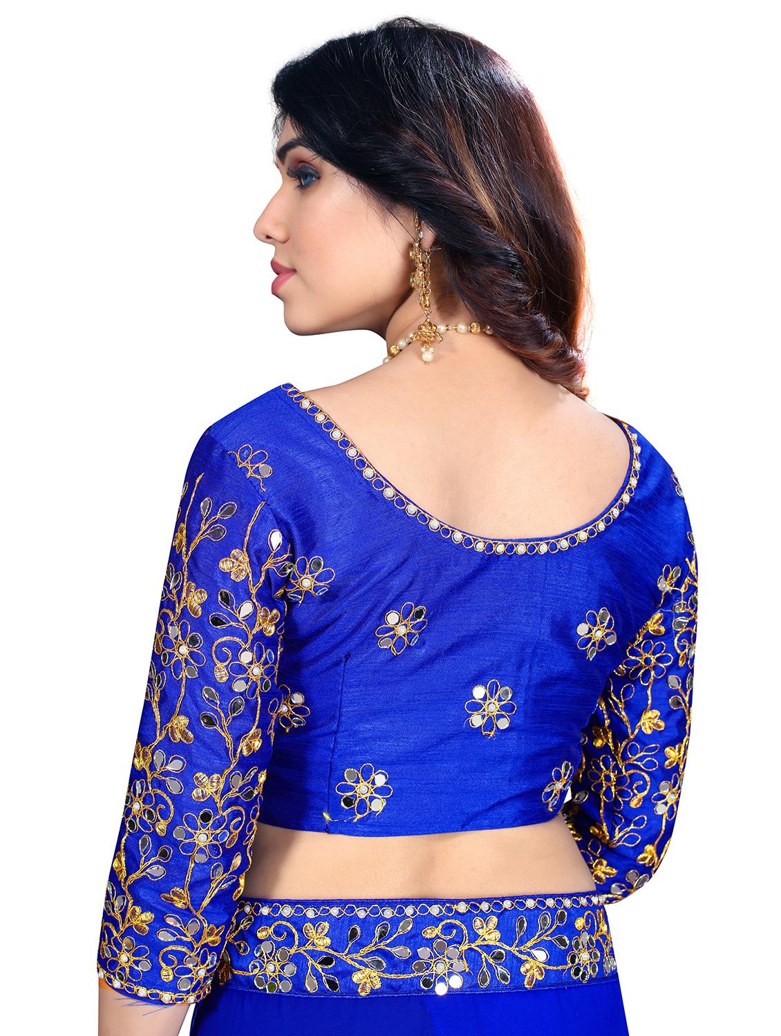 plain lace bordered saree with blouse - 18437250 - Zoom Image - 4