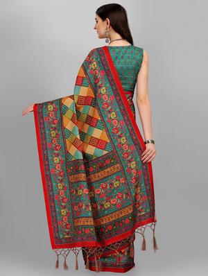 multi colored silk printed saree with blouse - 18437339 - Standard Image - 2