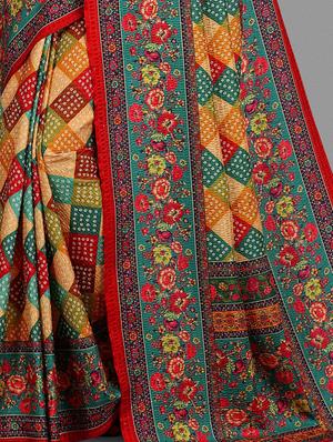 multi colored silk printed saree with blouse - 18437339 - Standard Image - 4