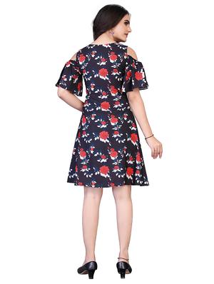cold shoulder printed fit & flare dress - 18437466 - Standard Image - 3