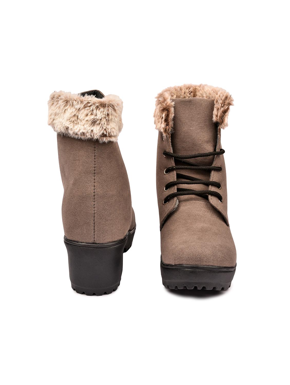 women grey ankle length lace up boot - 18437672 - Zoom Image - 3
