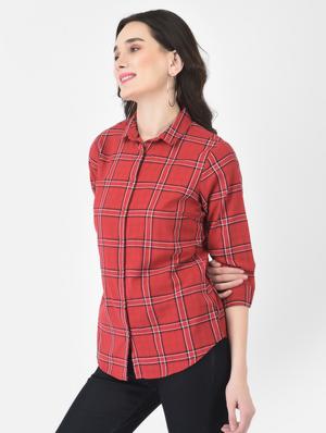 three quarter sleeved checkered regular shirt - 18437901 - Standard Image - 2