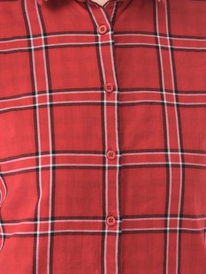 three quarter sleeved checkered regular shirt - 18437901 - Standard Image - 5