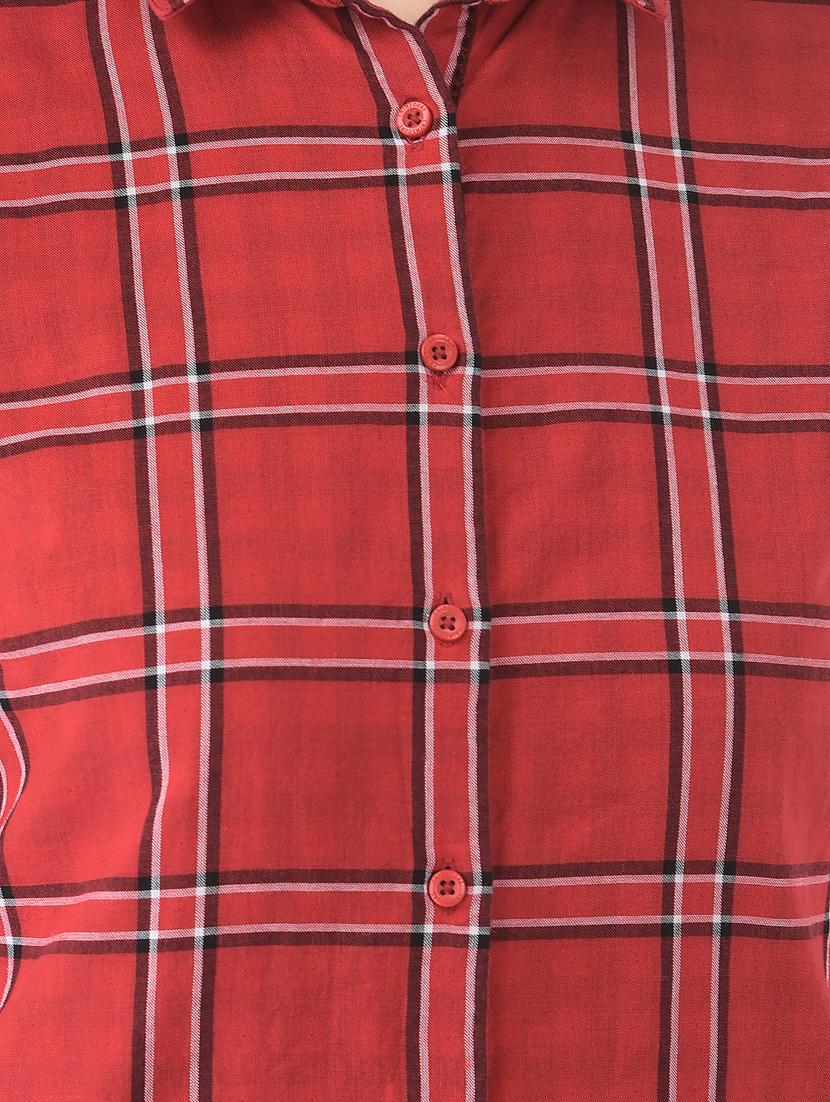 three quarter sleeved checkered regular shirt - 18437901 - Zoom Image - 5