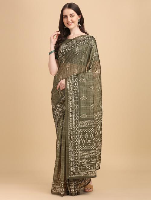 batik print chanderi saree with blouse - 18437971 - Standard Image - 1