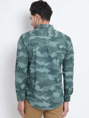 teal green camouflage casual shirt - 18438056 - Standard Image - 3