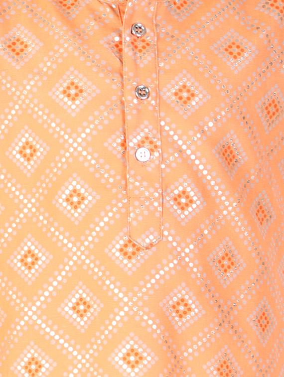 boys peach printed kurta pajama set - 18438511 - Zoom Image - 5
