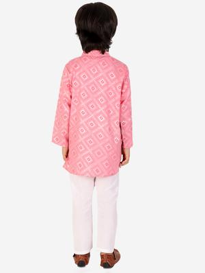 boys pink printed kurta pajama set - 18438512 - Standard Image - 3