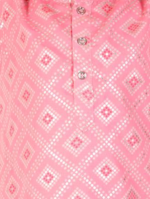 boys pink printed kurta pajama set - 18438512 - Standard Image - 4