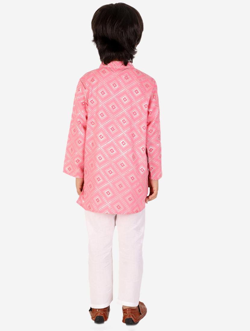 boys pink printed kurta pajama set - 18438512 - Zoom Image - 3