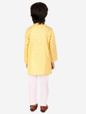 boys yellow printed kurta pajama set - 18438514 - Standard Image - 3