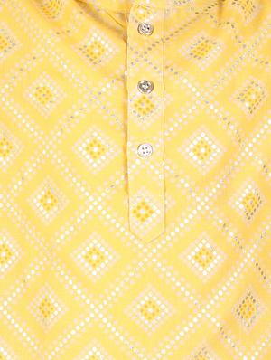 boys yellow printed kurta pajama set - 18438514 - Standard Image - 4