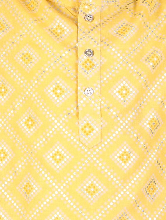 boys yellow printed kurta pajama set - 18438514 - Zoom Image - 4