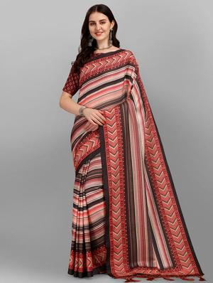 multi colored striped saree with blouse - 18438674 - Standard Image - 2