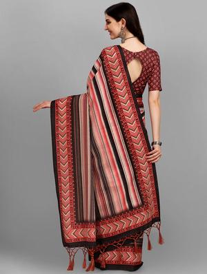 multi colored striped saree with blouse - 18438674 - Standard Image - 3