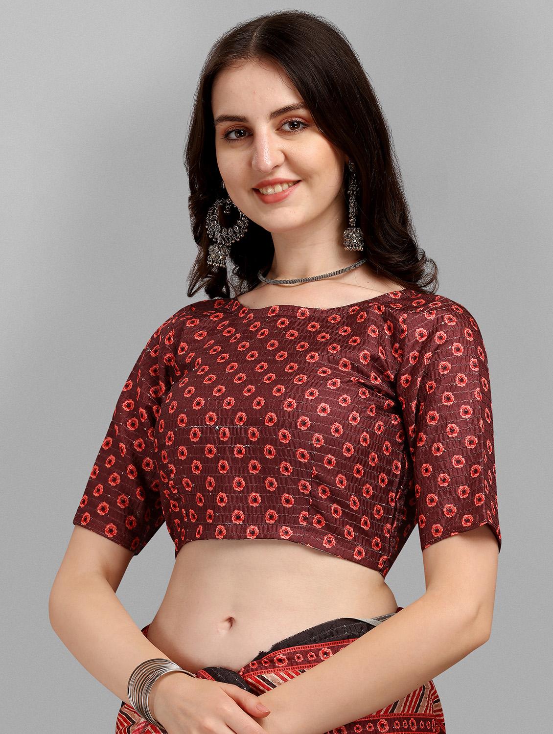 multi colored striped saree with blouse - 18438674 - Zoom Image - 4