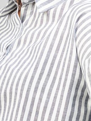 long sleeved striped crop shirt - 18440108 - Standard Image - 6