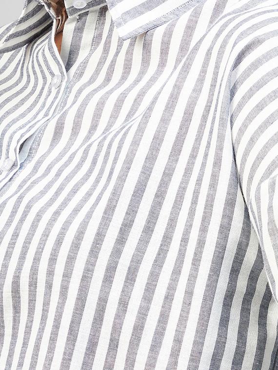 long sleeved striped crop shirt - 18440108 - Zoom Image - 6