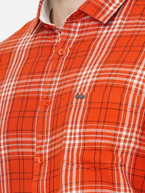 orange checkered casual shirt - 18440689 - Standard Image - 5
