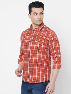 orange checkered casual shirt - 18440693 - Standard Image - 2