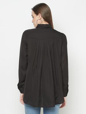 black solid lace detailed regular shirt - 18440722 - Standard Image - 3