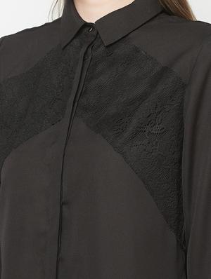 black solid lace detailed regular shirt - 18440722 - Standard Image - 5
