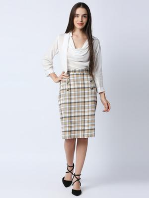 high rise checkered pencil skirt - 18441734 - Standard Image - 4