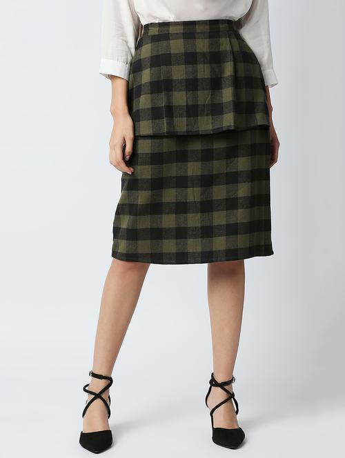 mid rise checkered a-line skirt - 18441738 - Standard Image - 1