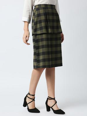 mid rise checkered a-line skirt - 18441738 - Standard Image - 2