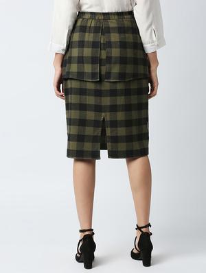 mid rise checkered a-line skirt - 18441738 - Standard Image - 3