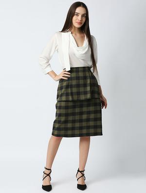mid rise checkered a-line skirt - 18441738 - Standard Image - 4