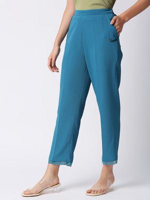 high rise self design flat front trouser - 18441741 - Standard Image - 2