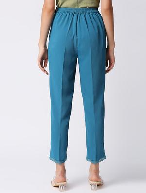 high rise self design flat front trouser - 18441741 - Standard Image - 3