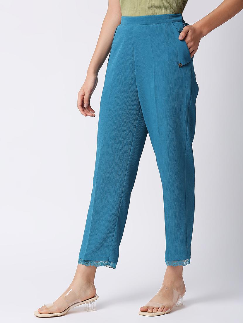 high rise self design flat front trouser - 18441741 - Zoom Image - 2
