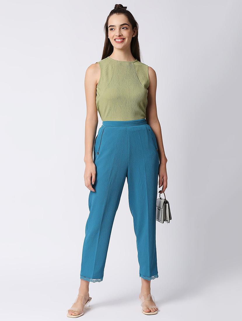 high rise self design flat front trouser - 18441741 - Zoom Image - 4