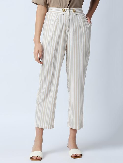 high rise striped cigarette pant trouser - 18441743 - Standard Image - 1
