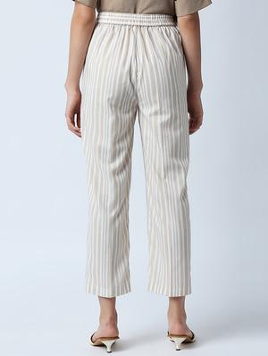 high rise striped cigarette pant trouser - 18441743 - Standard Image - 3