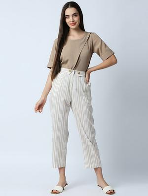 high rise striped cigarette pant trouser - 18441743 - Standard Image - 4