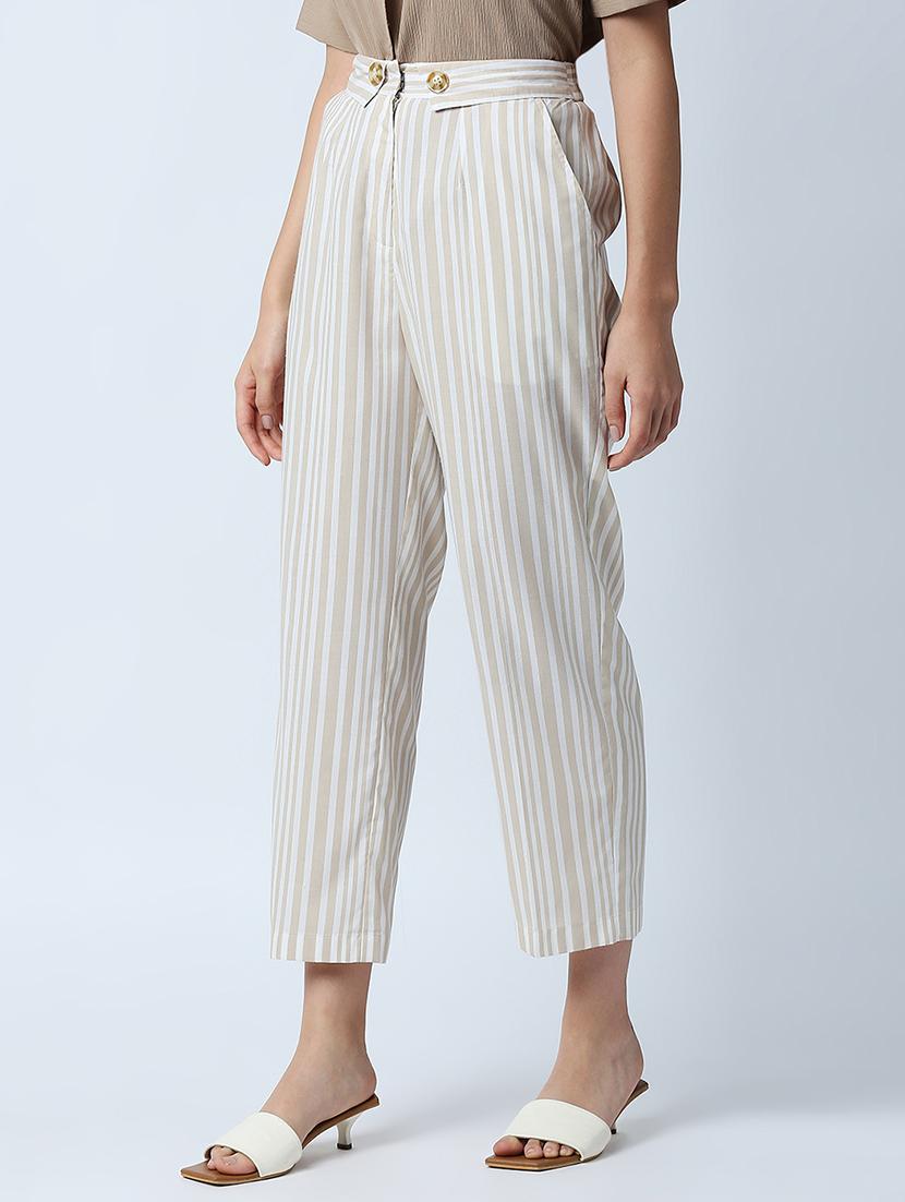 high rise striped cigarette pant trouser - 18441743 - Zoom Image - 2