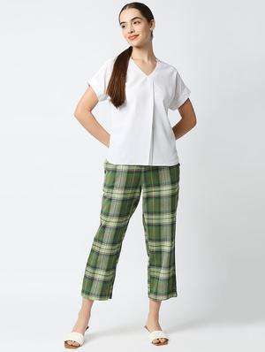 high rise checkered flat front trouser - 18441744 - Standard Image - 4