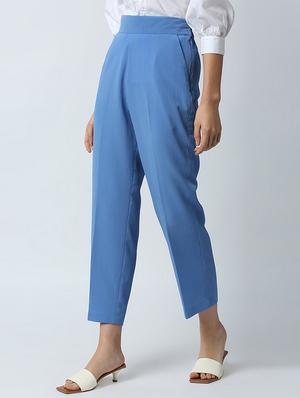 high rise solid flat front trouser - 18441746 - Standard Image - 2