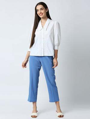 high rise solid flat front trouser - 18441746 - Standard Image - 4