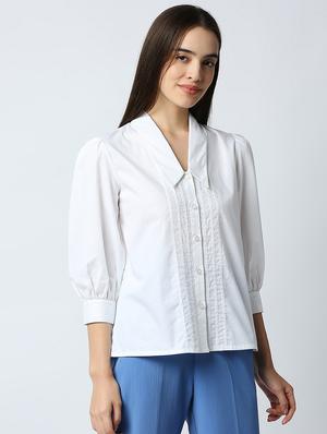 bishop sleeved solid shirt - 18441773 - Standard Image - 2