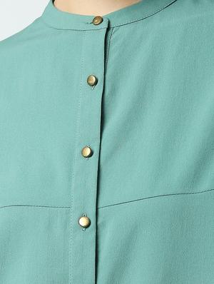 mandarin neck solid shirt - 18441775 - Standard Image - 5