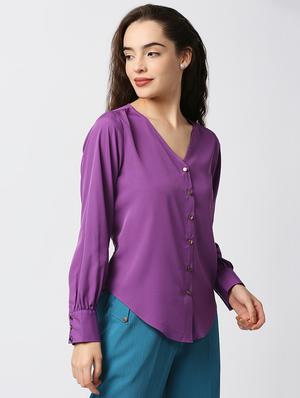 bishop sleeved solid shirt - 18441777 - Standard Image - 2