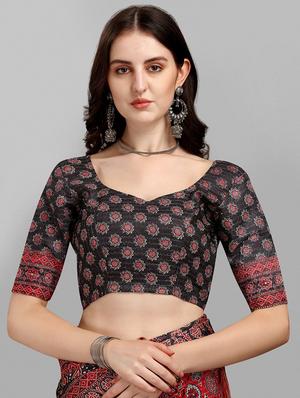 kaantha work printed saree with blouse - 18441914 - Standard Image - 3