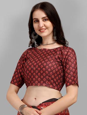 kaantha work printed saree with blouse - 18441916 - Standard Image - 3