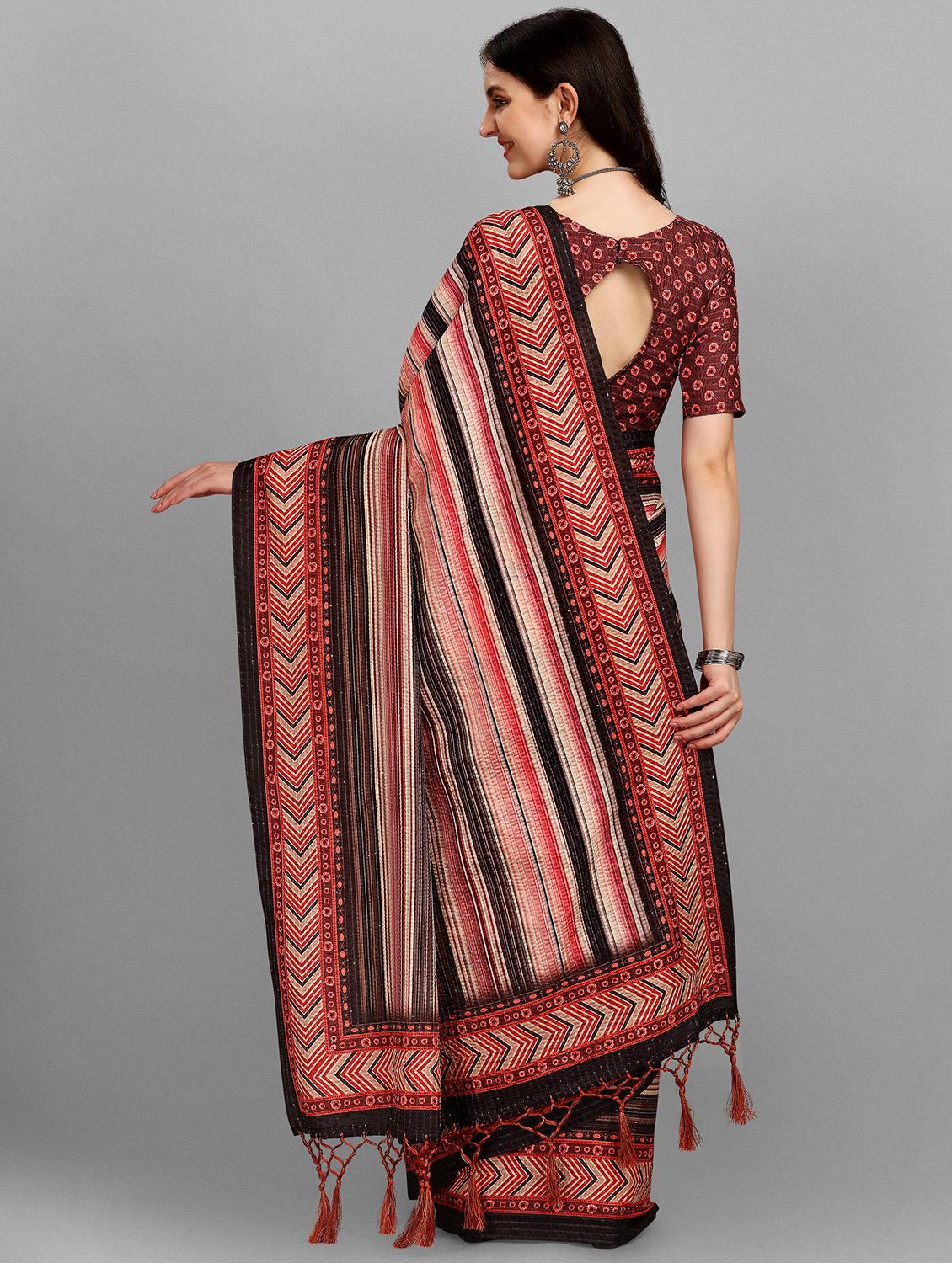 kaantha work printed saree with blouse - 18441916 - Zoom Image - 2
